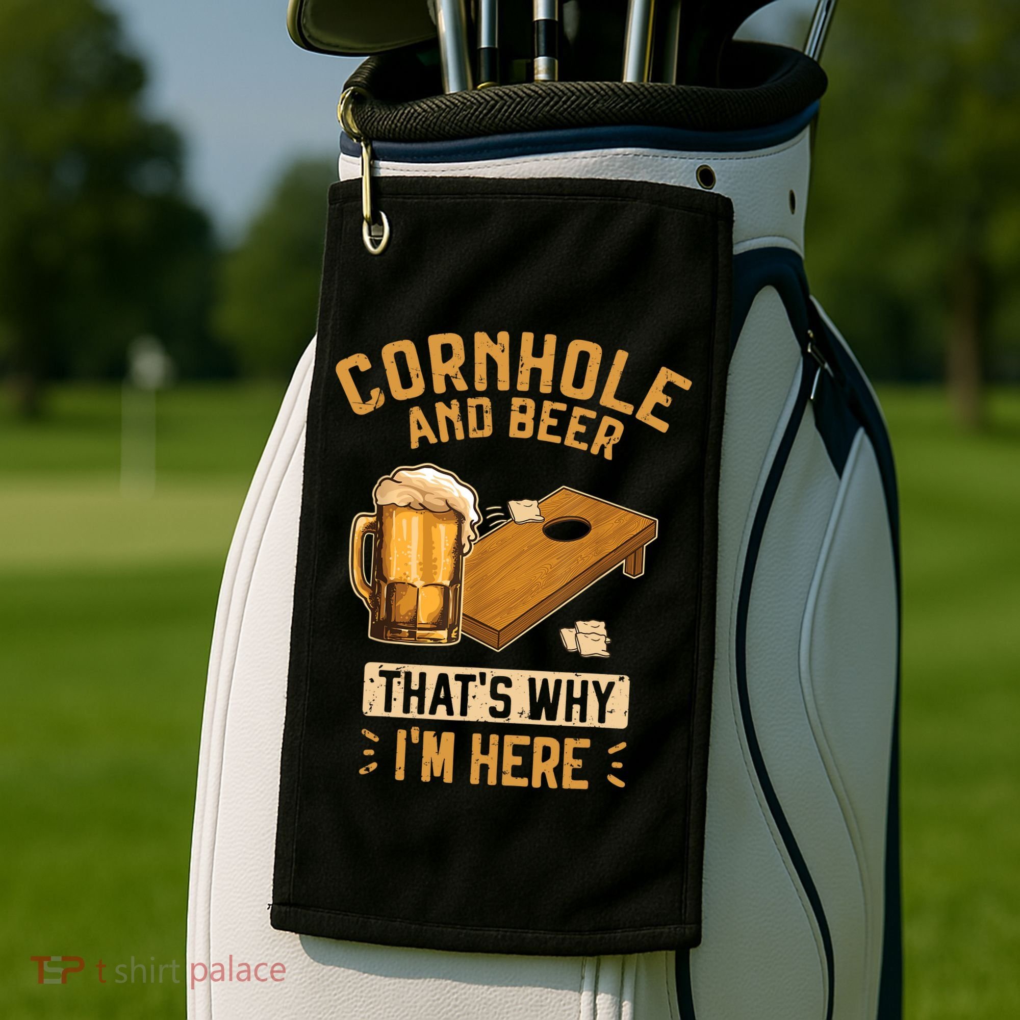 Cornhole And Beer That's Why I'm Here Sack Toss Game Golf Towel