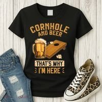 Cornhole And Beer That's Why I'm Here Sack Toss Game Women's T-Shirt thumb 3