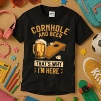 Cornhole And Beer That's Why I'm Here Sack Toss Game Kids T-Shirt thumb 3