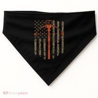 Crossbow Archery Bow Hunting Camo American Flag Distressed USA-Made Doggie Bandana thumb 0