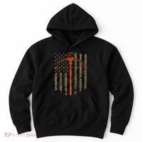 Crossbow Archery Bow Hunting Camo American Flag Distressed Hoodie thumb 0