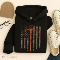 Crossbow Archery Bow Hunting Camo American Flag Distressed Hoodie thumb 4