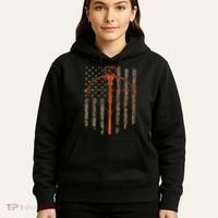 Crossbow Archery Bow Hunting Camo American Flag Distressed Hoodie thumb 5