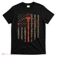 Crossbow Archery Bow Hunting Camo American Flag Distressed T-Shirt thumb 0