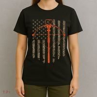 Crossbow Archery Bow Hunting Camo American Flag Distressed T-Shirt thumb 4