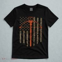 Crossbow Archery Bow Hunting Camo American Flag Distressed T-Shirt thumb 5