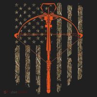 Crossbow Archery Bow Hunting Camo American Flag Distressed Beanie thumb 2