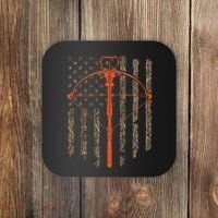 Crossbow Archery Bow Hunting Camo American Flag Distressed Coaster thumb 0