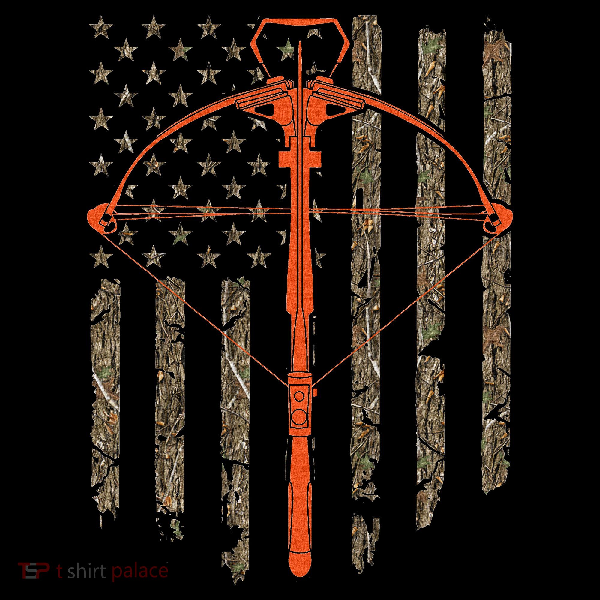 Crossbow Archery Bow Hunting Camo American Flag Distressed Women's Hoodie