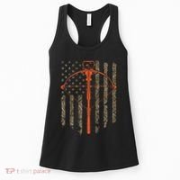 Crossbow Archery Bow Hunting Camo American Flag Distressed Women's Tank Top thumb 0