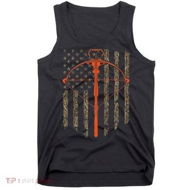 Crossbow Archery Bow Hunting Camo American Flag Distressed Tank Top
