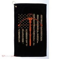 Crossbow Archery Bow Hunting Camo American Flag Distressed Golf Towel thumb 0