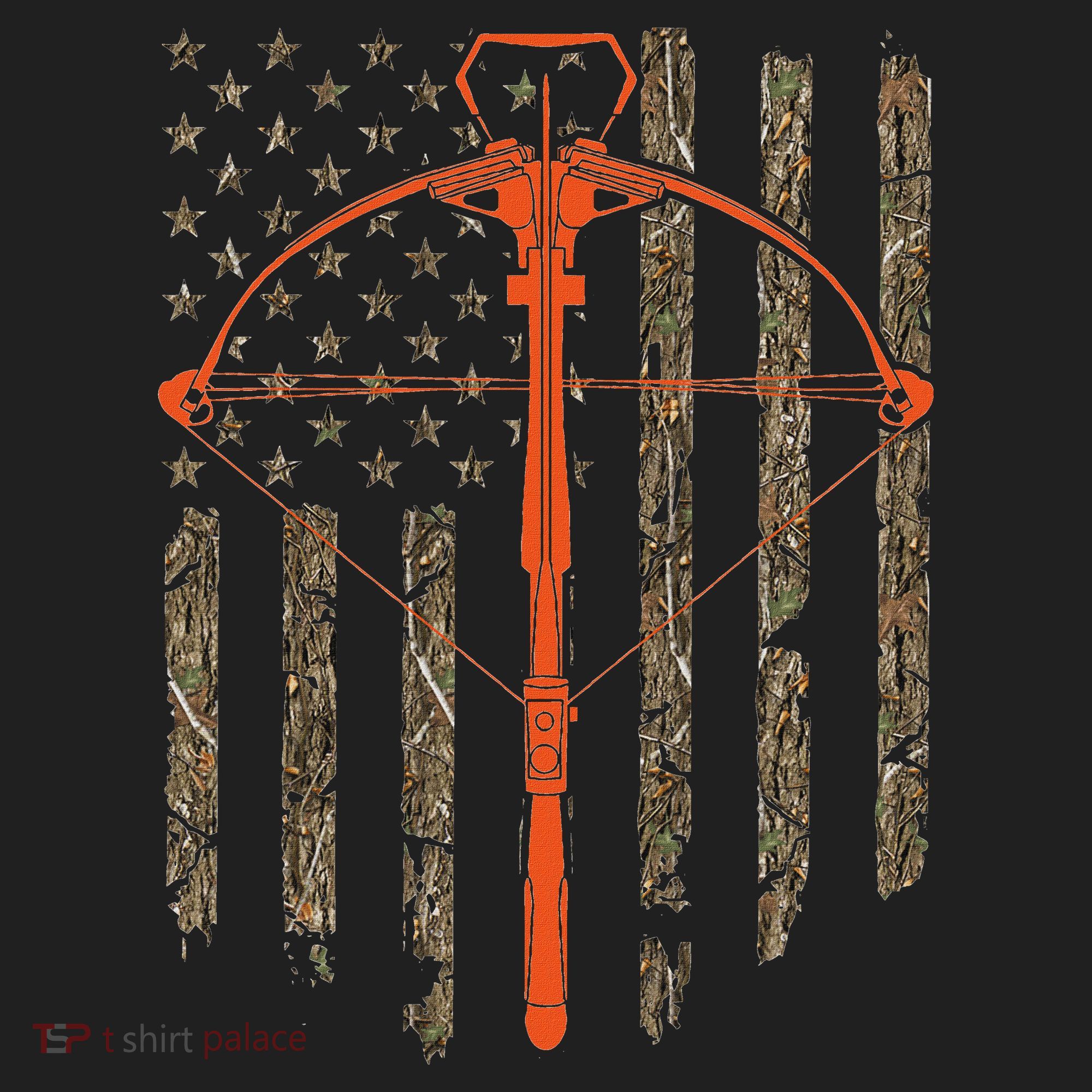 Crossbow Archery Bow Hunting Camo American Flag Distressed Golf Towel