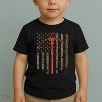 Crossbow Archery Bow Hunting Camo American Flag Distressed Toddler T-Shirt thumb 2
