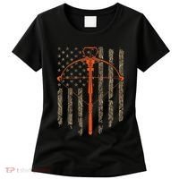 Crossbow Archery Bow Hunting Camo American Flag Distressed Women's T-Shirt thumb 0