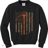 Crossbow Archery Bow Hunting Camo American Flag Distressed Kids Sweatshirt thumb 0