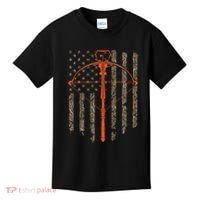 Crossbow Archery Bow Hunting Camo American Flag Distressed Kids T-Shirt thumb 0