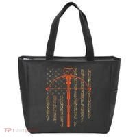Crossbow Archery Bow Hunting Camo American Flag Distressed Tote Bag thumb 0