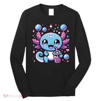 Cute Axolotl Bubble Boba Tea Anime   Long Sleeve Shirt thumb 0
