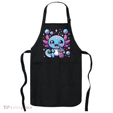 Cute Axolotl Bubble Boba Tea Anime   Apron