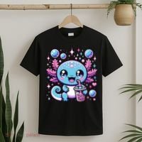 Cute Axolotl Bubble Boba Tea Anime   T-Shirt thumb 2