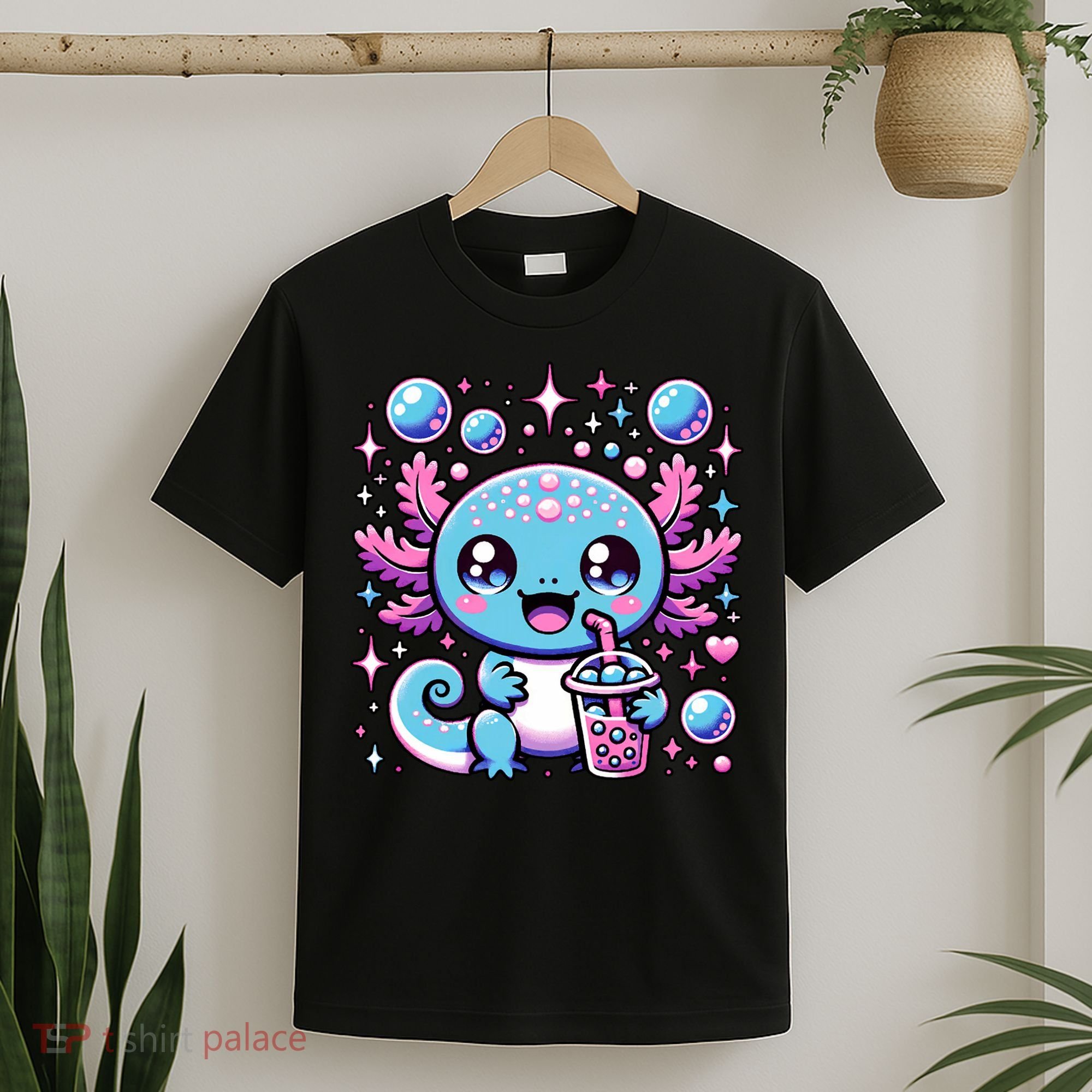 Cute Axolotl Bubble Boba Tea Anime   T-Shirt