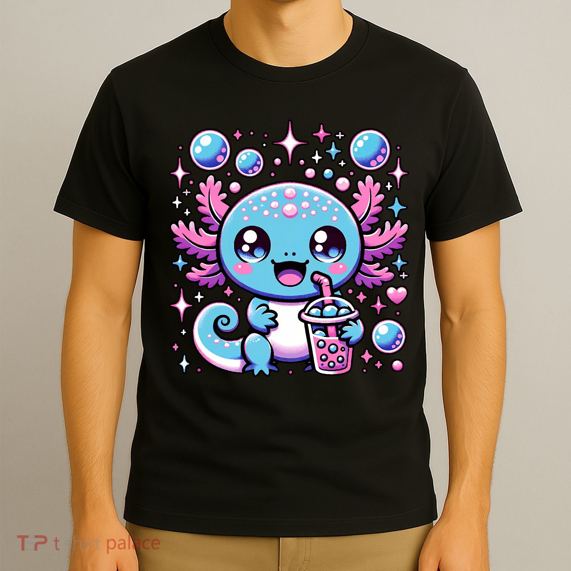 Cute Axolotl Bubble Boba Tea Anime   T-Shirt