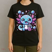 Cute Axolotl Bubble Boba Tea Anime   T-Shirt thumb 4