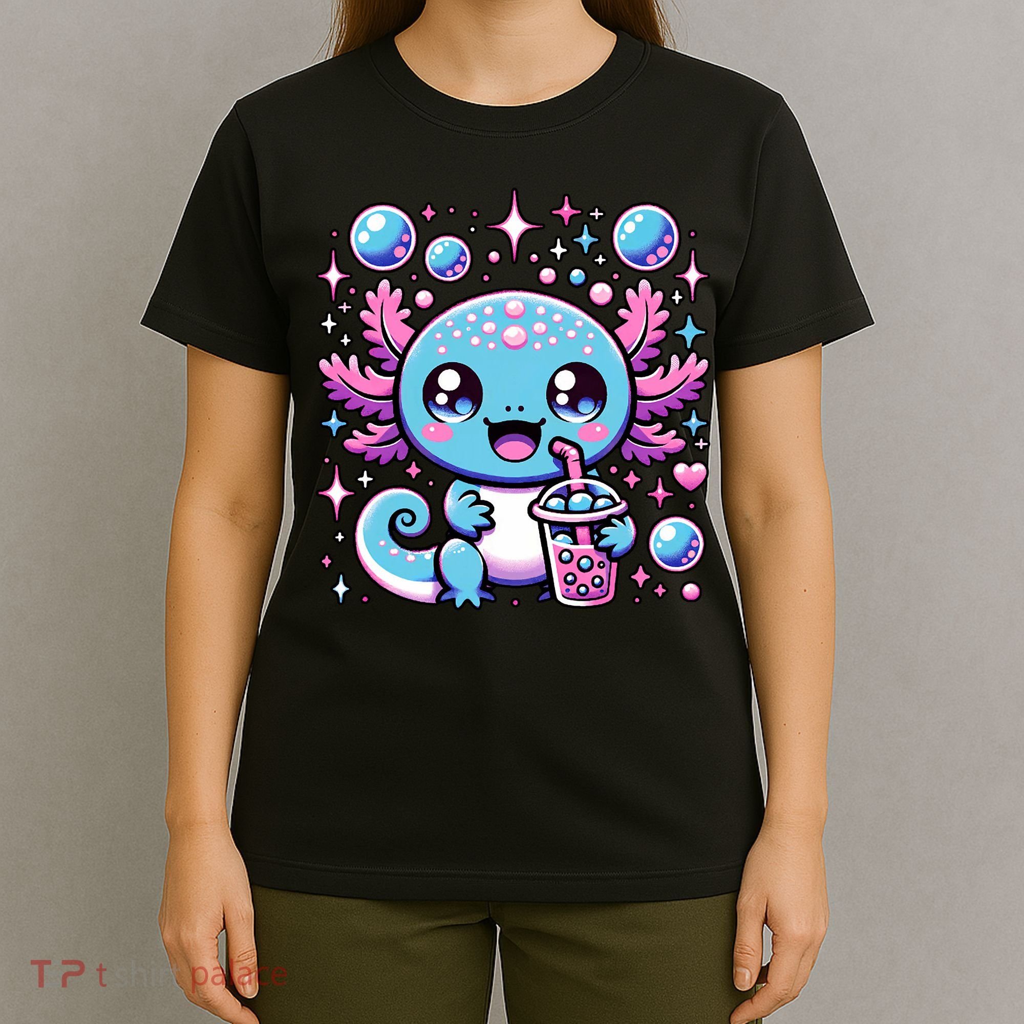 Cute Axolotl Bubble Boba Tea Anime   T-Shirt