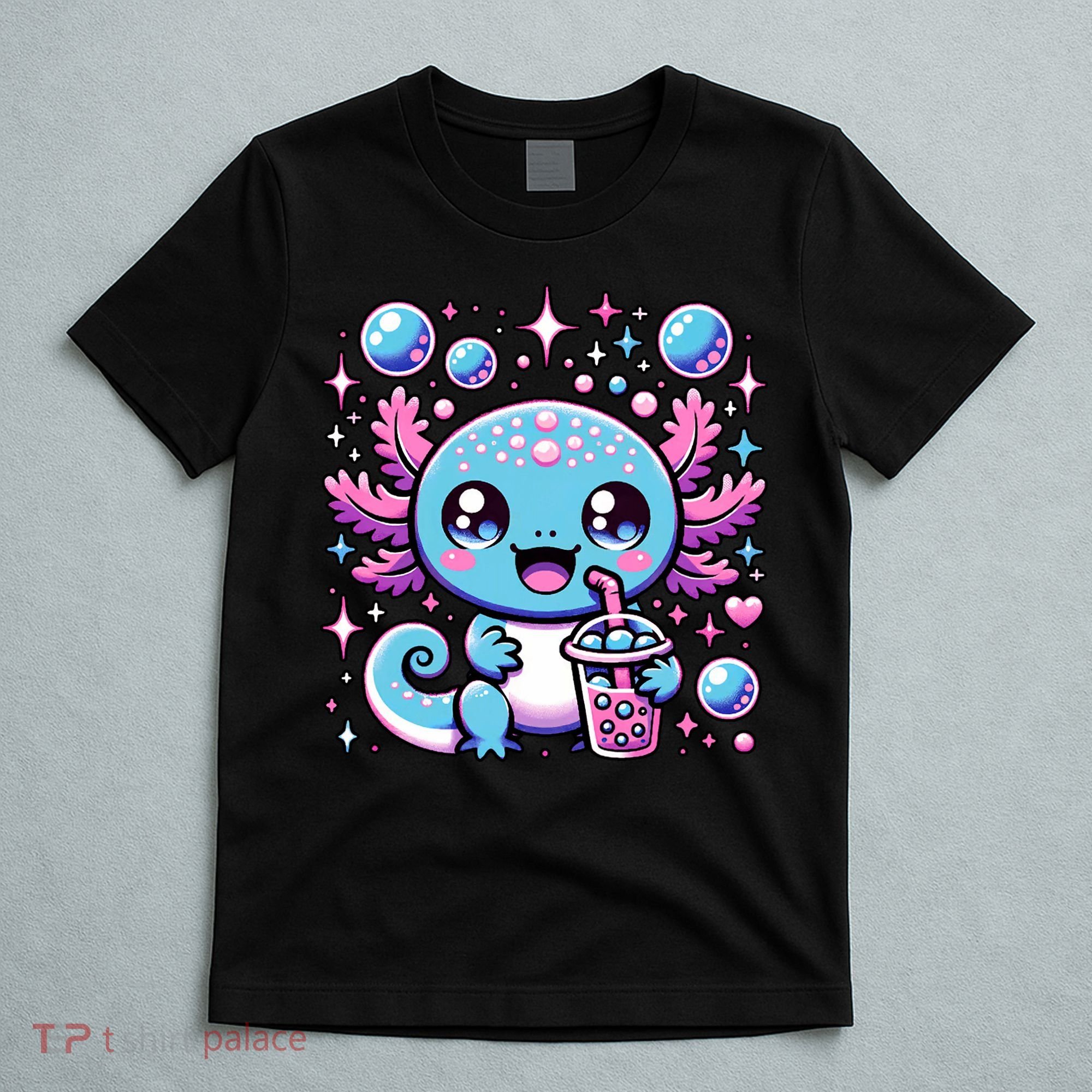 Cute Axolotl Bubble Boba Tea Anime   T-Shirt