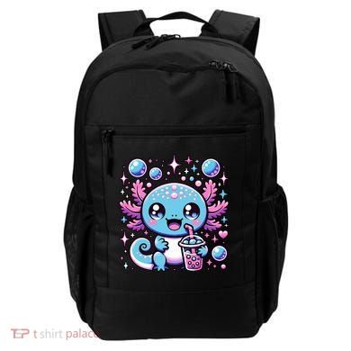 Cute Axolotl Bubble Boba Tea Anime   Backpack