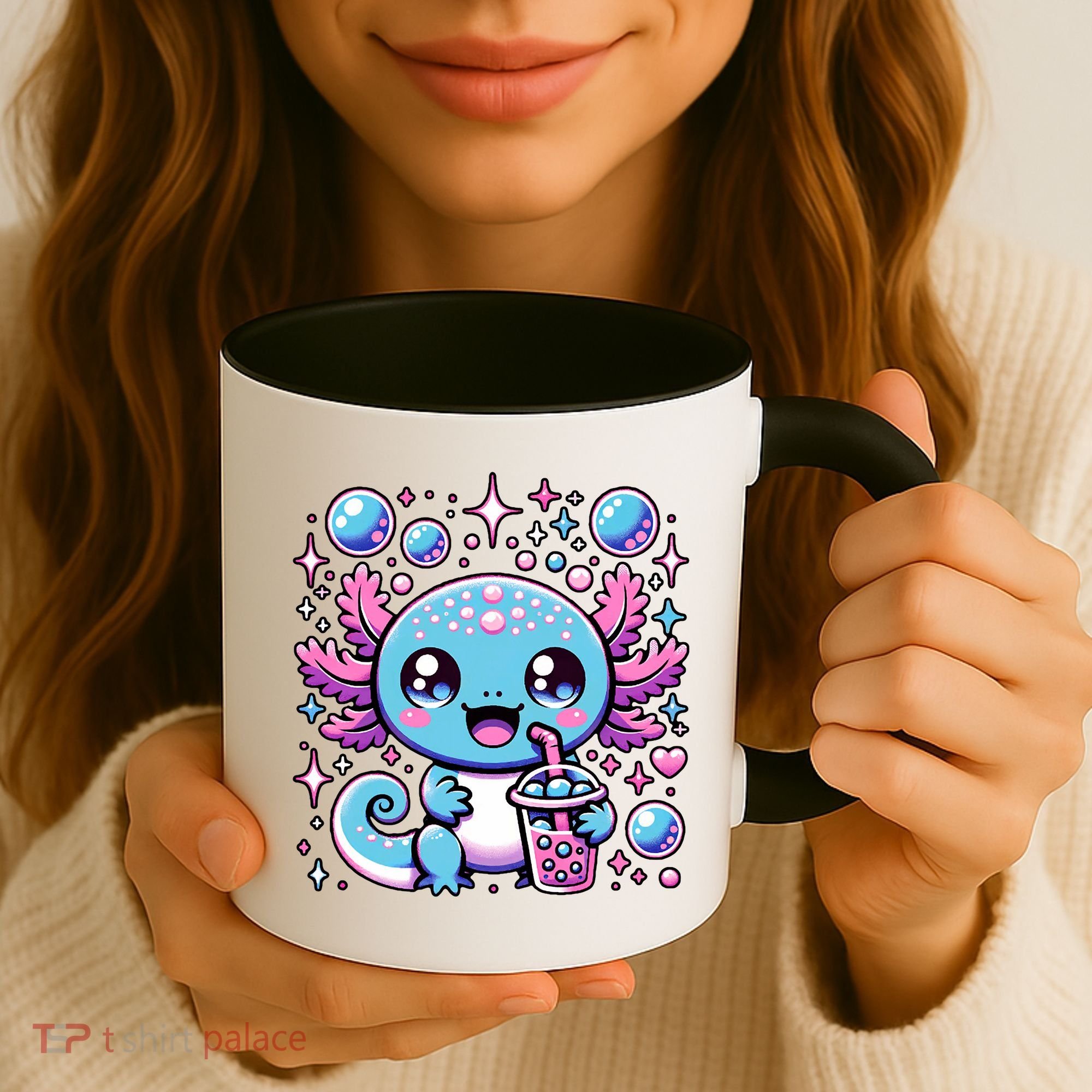 Cute Axolotl Bubble Boba Tea Anime   Coffee Mug