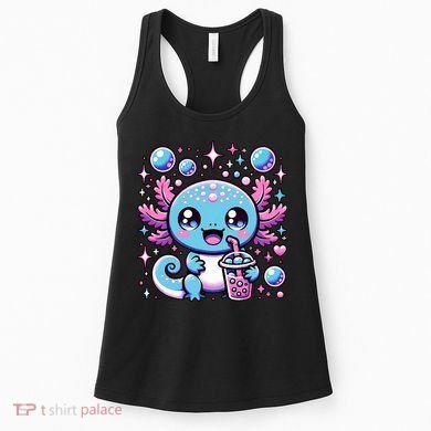 Cute Axolotl Bubble Boba Tea Anime   Women's Tank Top