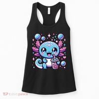 Cute Axolotl Bubble Boba Tea Anime   Women's Tank Top thumb 0