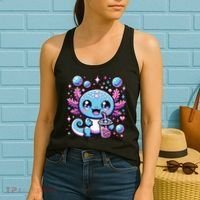 Cute Axolotl Bubble Boba Tea Anime   Women's Tank Top thumb 2