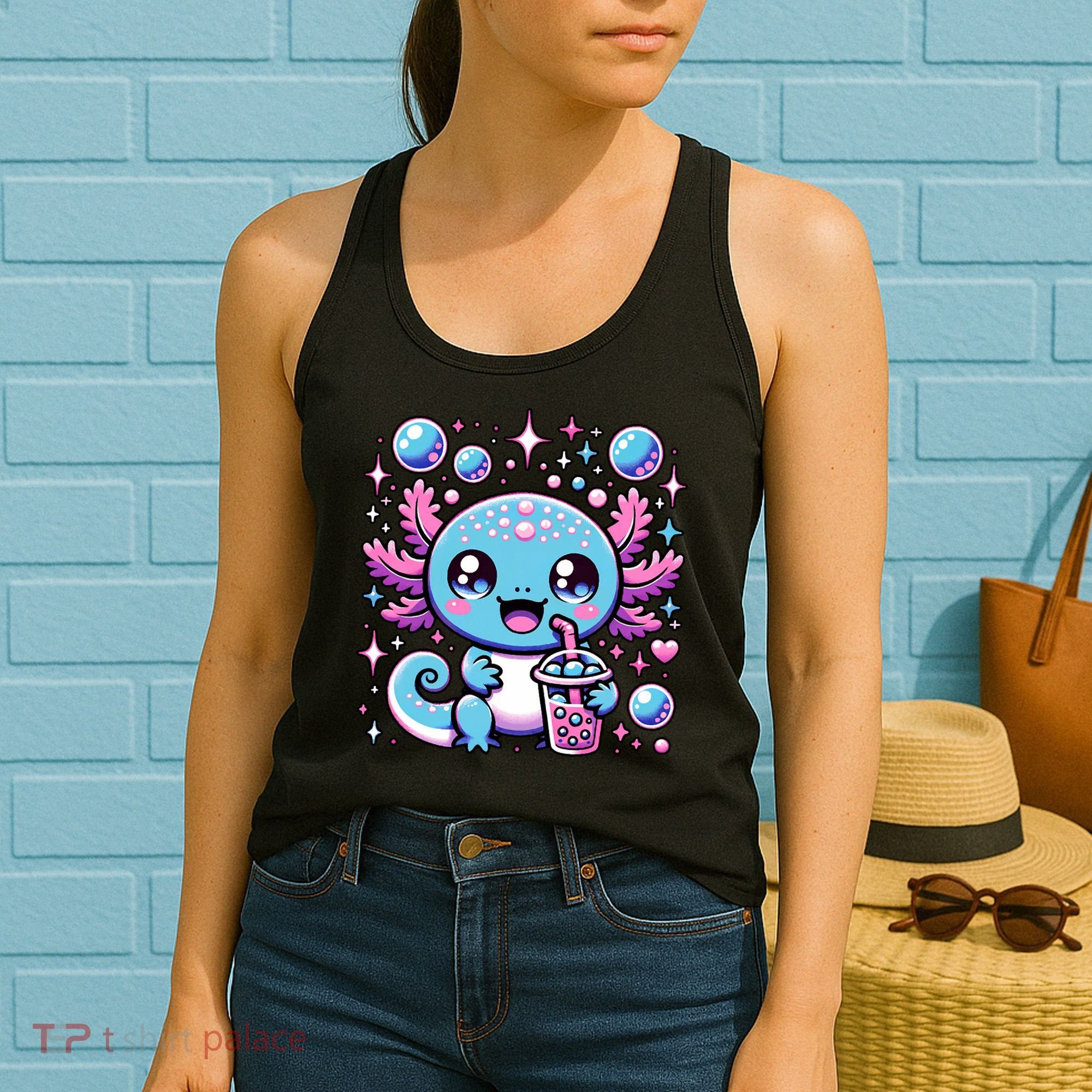 Cute Axolotl Bubble Boba Tea Anime   Women's Tank Top