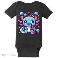 Cute Axolotl Bubble Boba Tea Anime   Baby Bodysuit thumb 0