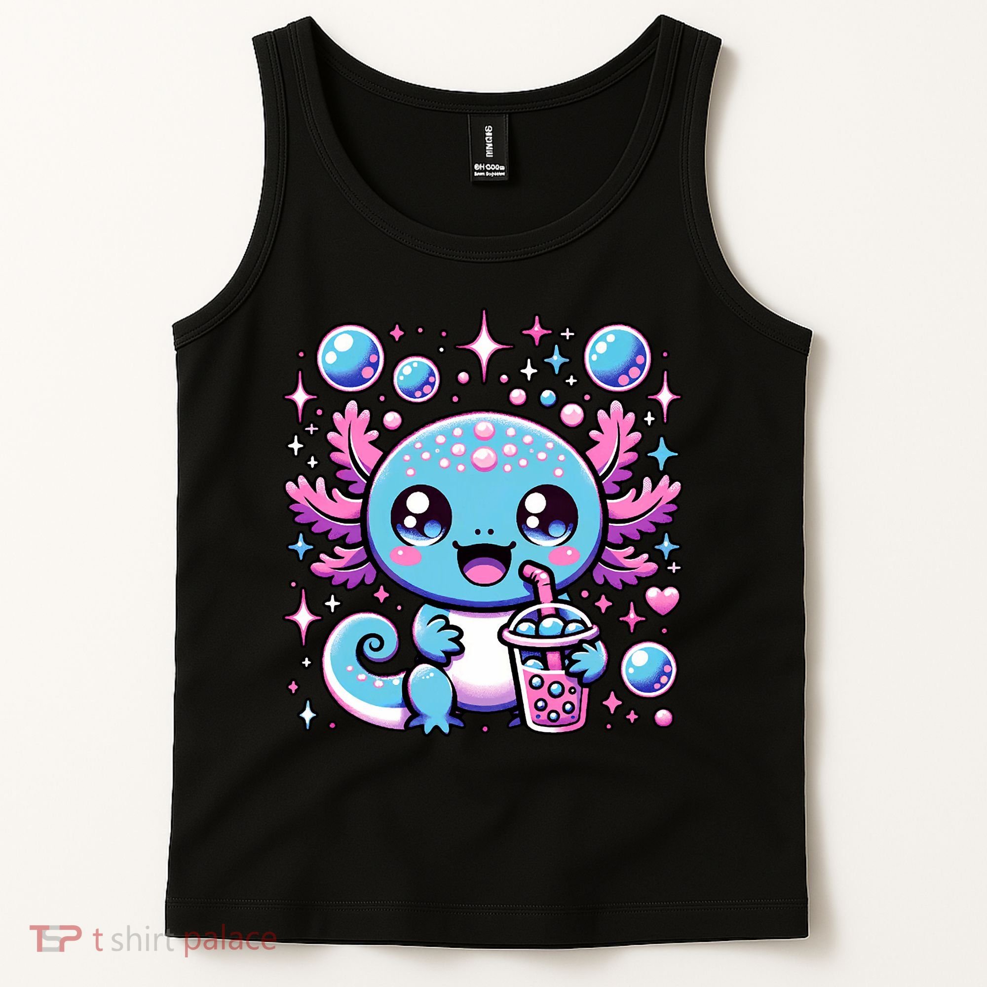 Cute Axolotl Bubble Boba Tea Anime   Tank Top