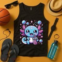 Cute Axolotl Bubble Boba Tea Anime   Tank Top thumb 4