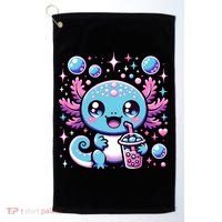Cute Axolotl Bubble Boba Tea Anime   Golf Towel thumb 0