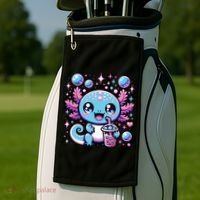 Cute Axolotl Bubble Boba Tea Anime   Golf Towel thumb 2