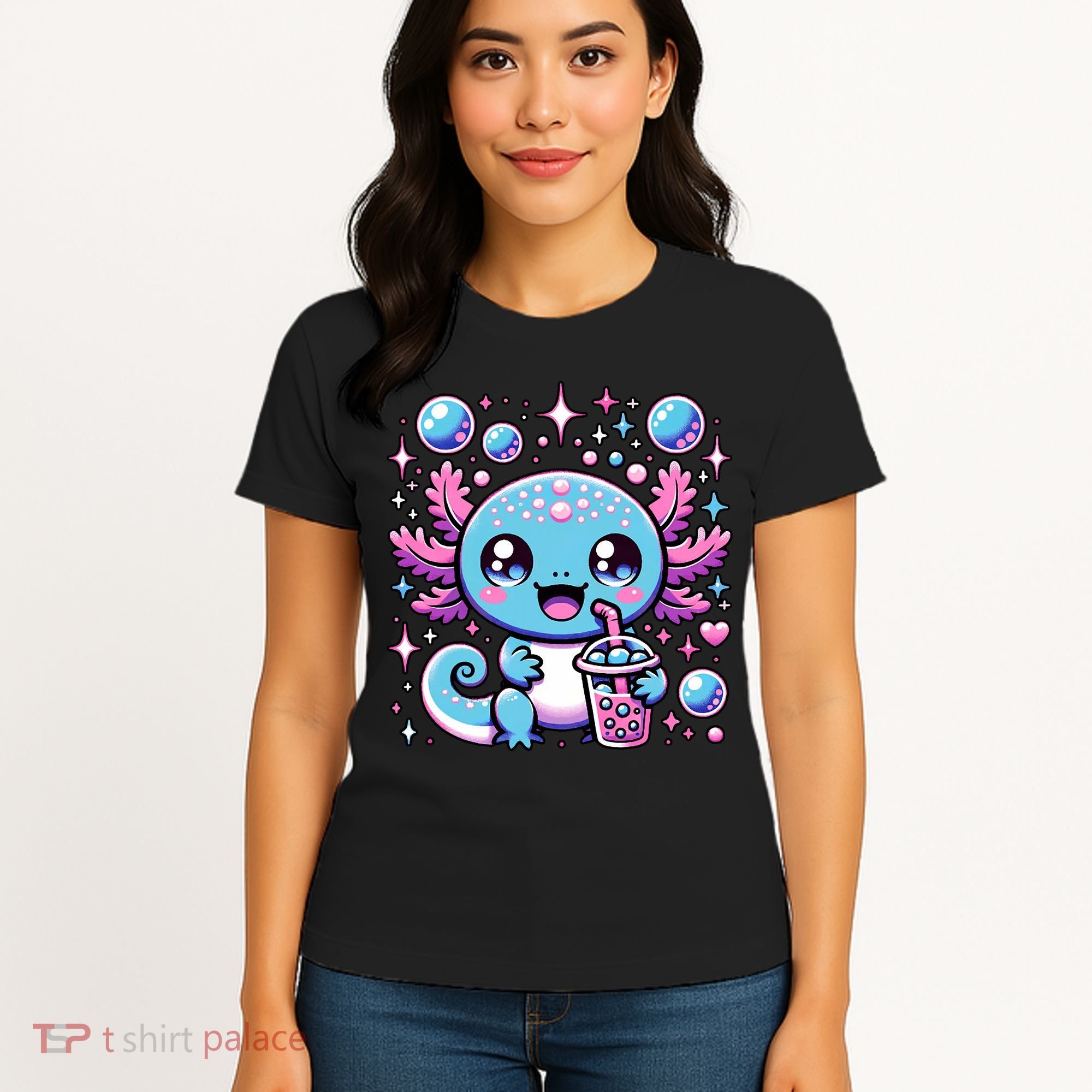 Cute Axolotl Bubble Boba Tea Anime   Women's T-Shirt