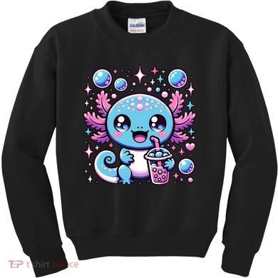 Cute Axolotl Bubble Boba Tea Anime   Kids Sweatshirt