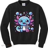 Cute Axolotl Bubble Boba Tea Anime   Kids Sweatshirt thumb 0