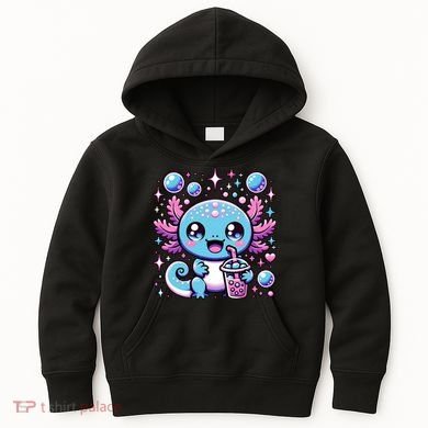 Cute Axolotl Bubble Boba Tea Anime   Kids Hoodie