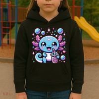 Cute Axolotl Bubble Boba Tea Anime   Kids Hoodie thumb 3