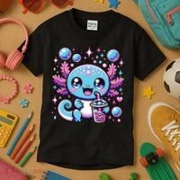 Cute Axolotl Bubble Boba Tea Anime   Kids T-Shirt thumb 3