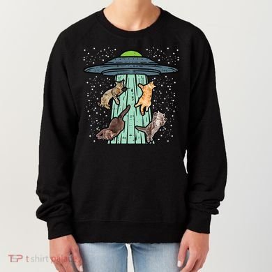 Cats Abducted By Ufo Funny Alien Space Lover Women's Sweatshirt