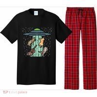Cats Abducted By Ufo Funny Alien Space Lover Pajama Set thumb 0