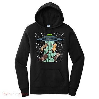 Cats Abducted By Ufo Funny Alien Space Lover Women's Hoodie